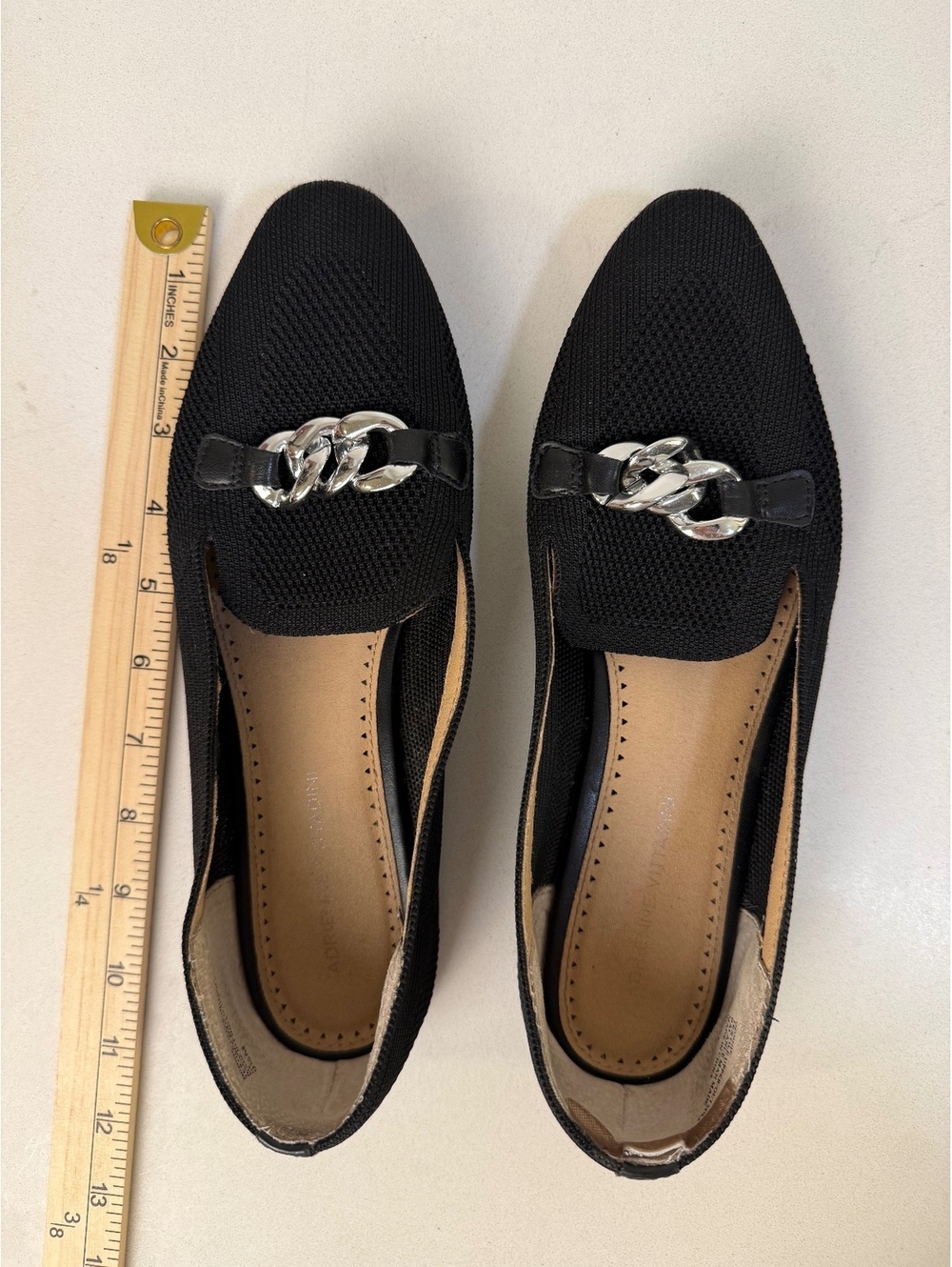 Adrienne Vittadini Donnie Black Textile Slip-On Loafers Size 9.5M